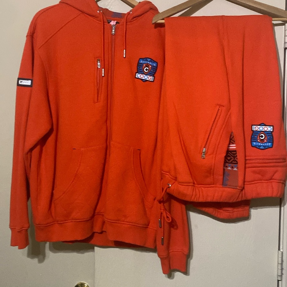 Men's Orange Fleece Jogger Sweatpants — Cozy Zip & Drawcord Style